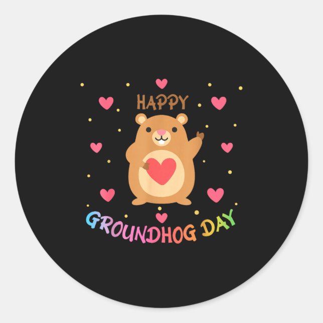 Sticker Rond Joyeuse journée de la marmotte Groundhog Day Marmo (Devant)