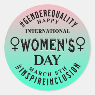 Sticker Rond Joyeuse Journée internationale des femmes 8 mars