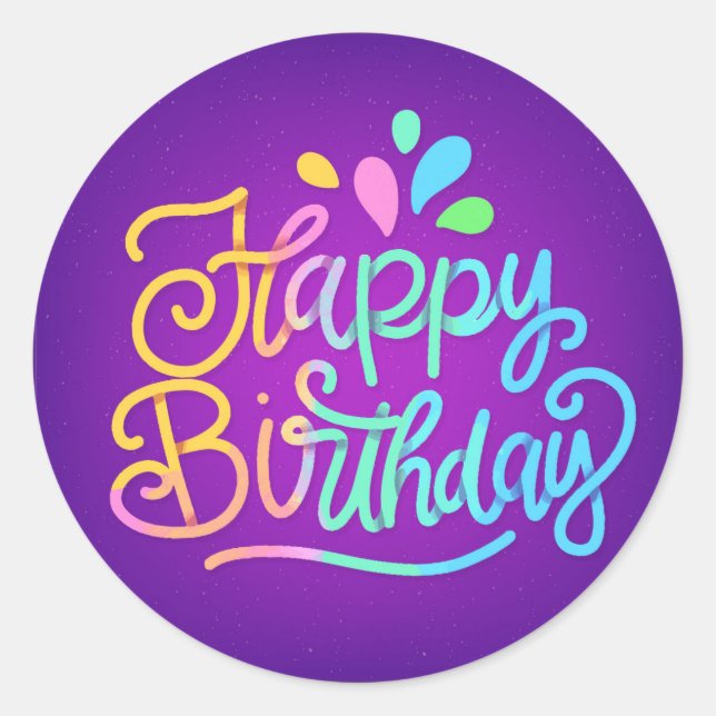 Sticker Rond Joyeuse lettre d'anniversaire (Devant)