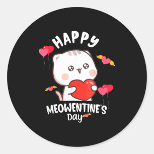 Sticker Rond Joyeuse Meowentines Saint-Valentin Drôle Filles Ch