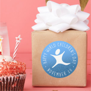 Sticker Rond Joyeuse Parties scintillant Bleue de la Journée Mo