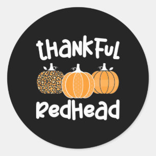 Sticker Rond Joyeuse rousse Thanksgiving Femme rousse 1