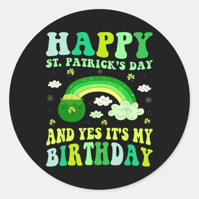 Sticker Rond Joyeuse Saint-Patrick Anniversaire Saint-Paddy Fem (Devant)