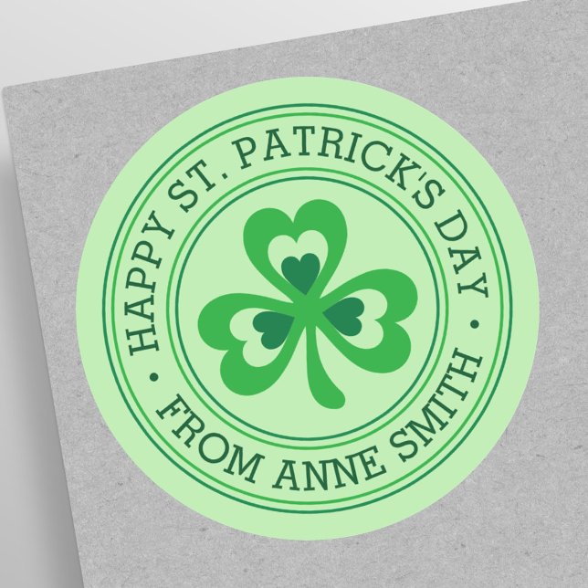 Sticker Rond Joyeuse Saint-Patrick de nom personnalisé trèfle (Créateur téléchargé)