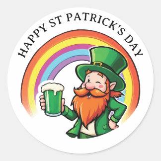 Sticker Rond Joyeuse Saint Patrick Joyeux Leprechaun