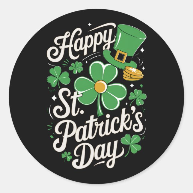 Sticker Rond Joyeuse Saint-Patrick Patrimoine Irlandais St Patt (Devant)