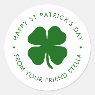 Sticker Rond Joyeuse Saint-Patrick Trèfle Vert 