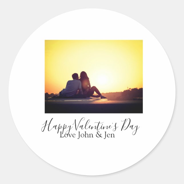 Sticker Rond Joyeuse Saint-Valentin amour ajouter nom photo sim (Devant)