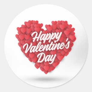 Sticker Rond Joyeuse Saint-Valentin avec Cœurs Design-23056