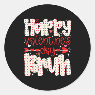 Sticker Rond Joyeuse Saint-Valentin Bruh Mème Cœur Rétro Garçon