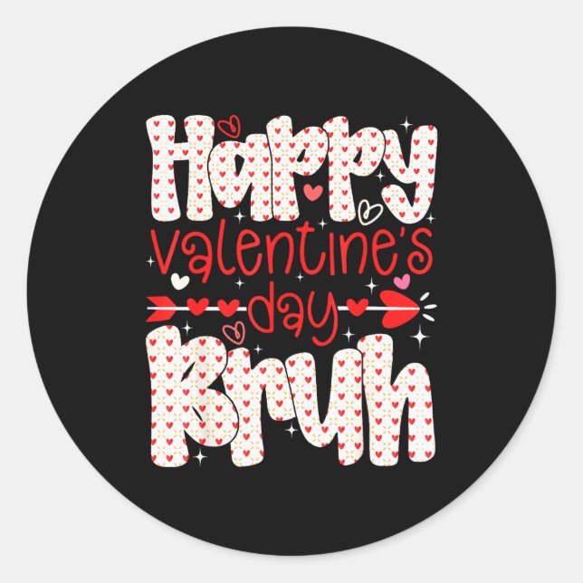 Sticker Rond Joyeuse Saint-Valentin Bruh Mème Cœur Rétro Garçon (Devant)