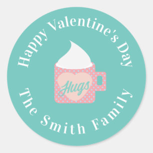 Sticker Rond Joyeuse Saint-Valentin Camp Fire Chocolat