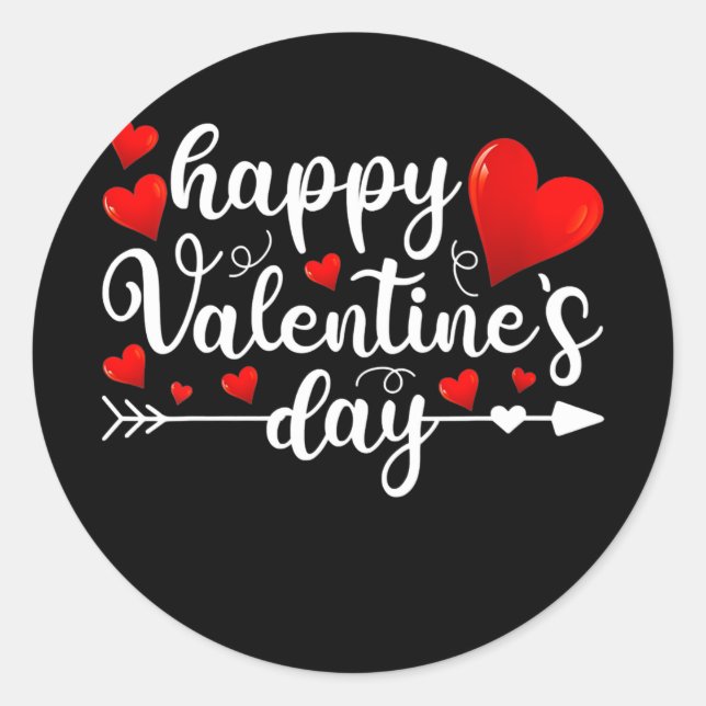 Sticker Rond Joyeuse Saint-Valentin Cœur Amour Mignon Valentin (Devant)