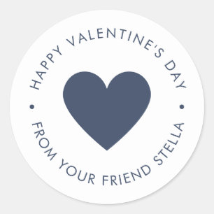 Sticker Rond Joyeuse Saint-Valentin Cœur Bleu