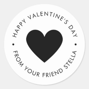 Sticker Rond Joyeuse Saint-Valentin Cœur Noir