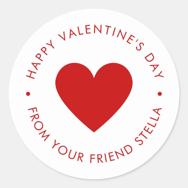 Sticker Rond Joyeuse Saint-Valentin Cœur Rouge  (Devant)