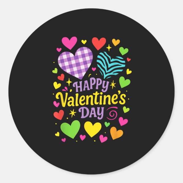 Sticker Rond Joyeuse Saint-Valentin - Cœurs Amour (Devant)