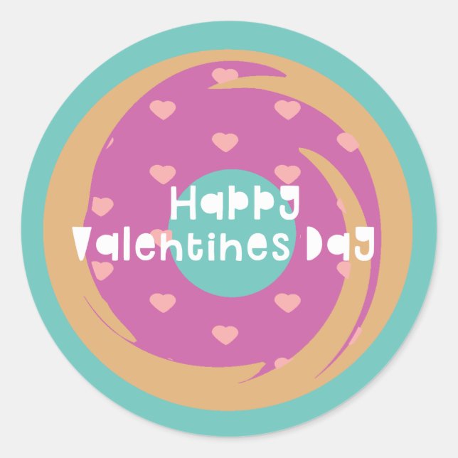 Sticker Rond Joyeuse Saint-Valentin Confettis Cœur Donut Marbré (Devant)