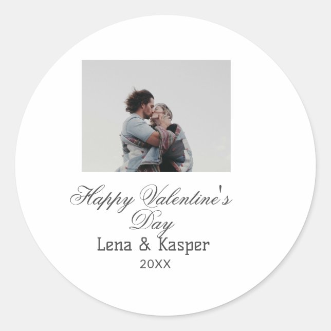 Sticker Rond Joyeuse Saint-Valentin couple photo moderne simple (Devant)