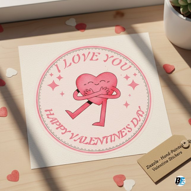 Sticker Rond Joyeuse Saint-Valentin de la part de Name tourbill (Créateur téléchargé)