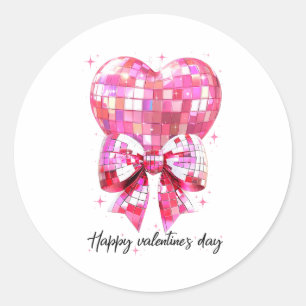 Sticker Rond Joyeuse Saint-Valentin Drôle Coquette Boule Disco