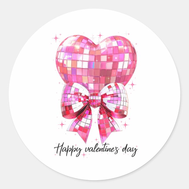 Sticker Rond Joyeuse Saint-Valentin Drôle Coquette Boule Disco  (Devant)