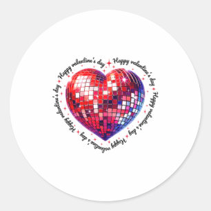 Sticker Rond Joyeuse Saint-Valentin Drôle Coquette Rouge Disco 