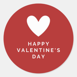 Sticker Rond Joyeuse Saint-Valentin Écriture Élégante Cœurs Ros