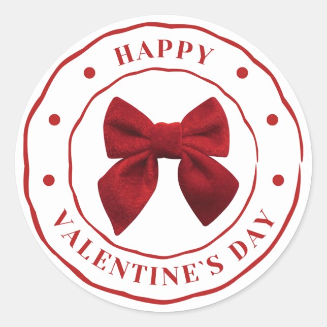 Sticker Rond Joyeuse Saint-Valentin Écriture Élégante Cœurs Ros (Devant)