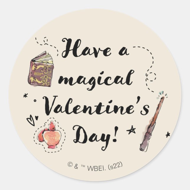 Sticker Rond Joyeuse Saint-Valentin Magique (Devant)