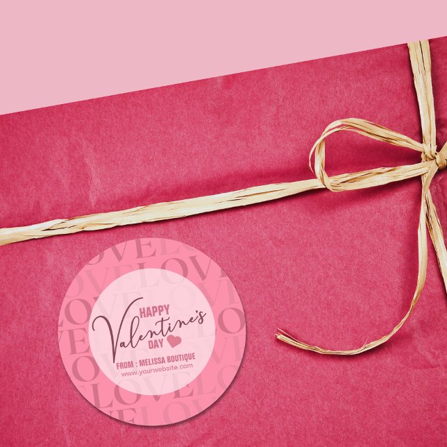 Sticker Rond Joyeuse Saint-Valentin Moderne Rose Amour  (Créateur téléchargé)
