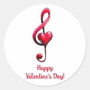 Sticker Rond Joyeuse Saint-Valentin Musique d'amour