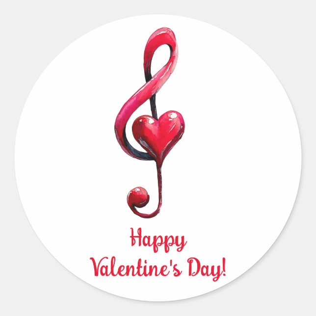 Sticker Rond Joyeuse Saint-Valentin Musique d'amour (Devant)