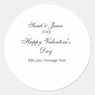 Sticker Rond Joyeuse Saint-Valentin nom date message simple ele