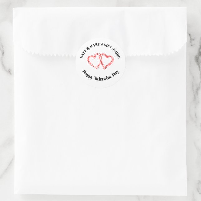 Sticker Rond Joyeuse Saint-Valentin Nom de l'entreprise  (Sac)