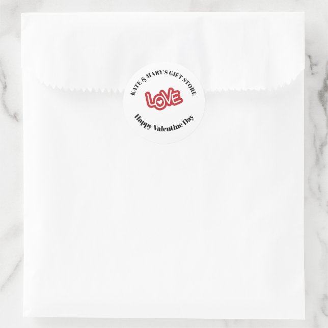 Sticker Rond Joyeuse Saint-Valentin Nom de l'entreprise  (Sac)