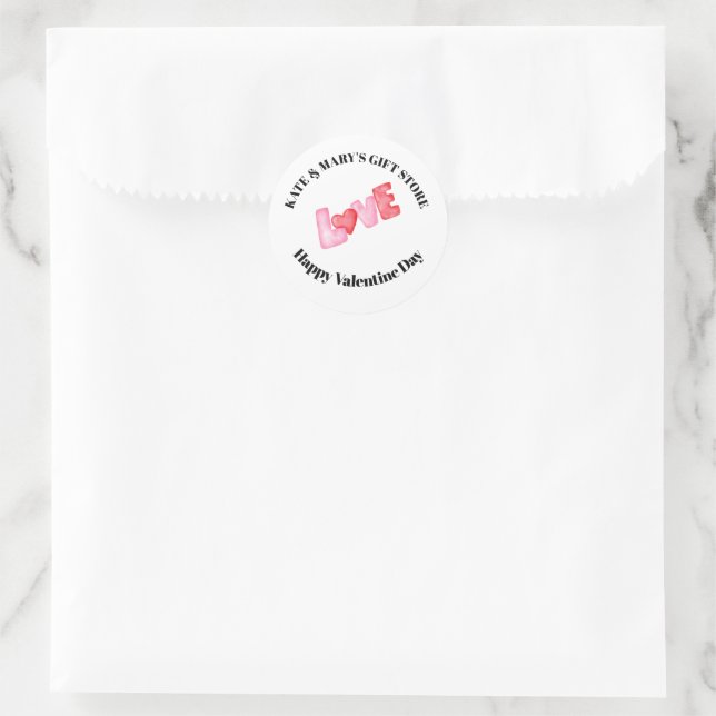 Sticker Rond Joyeuse Saint-Valentin Nom de l'entreprise  (Sac)