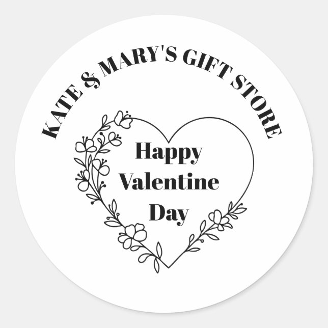 Sticker Rond Joyeuse Saint-Valentin Nom de l'entreprise (Devant)