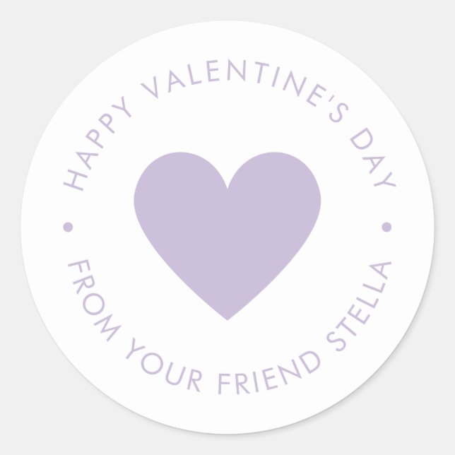 Sticker Rond Joyeuse Saint-Valentin Purple Heart (Devant)