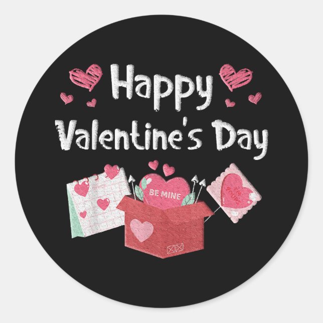 Sticker Rond Joyeuse Saint-Valentin Sois Mienne Cœurs Mignons (Devant)