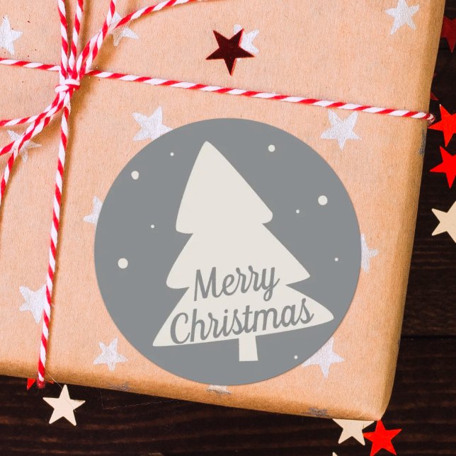 Sticker Rond Joyeuse silhouette d'arbre de Noël (Créateur téléchargé)