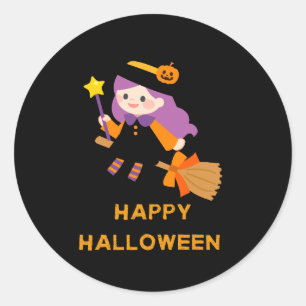 Sticker Rond Joyeuse sorcière d'halloween