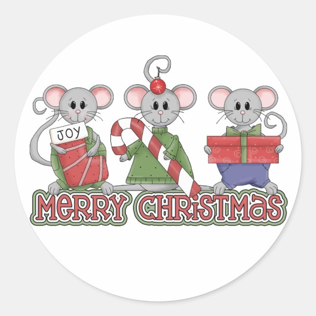 Sticker Rond Joyeuse souris de Noël (Devant)