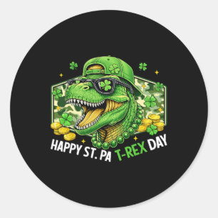 Sticker Rond Joyeuse St Pat-rex Day Dinosaure Camo St Patricks 