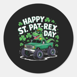 Sticker Rond Joyeuse St Pat-rex Patricks Day Dinosaure Monstre 