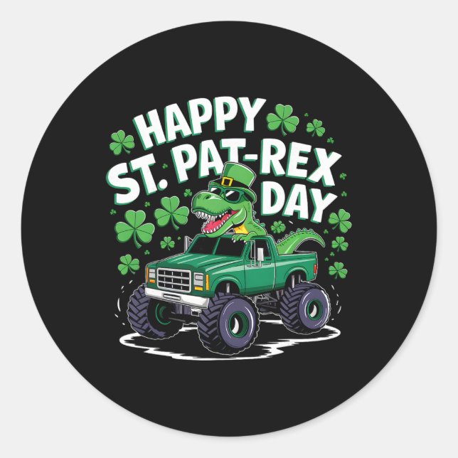 Sticker Rond Joyeuse St Pat-rex Patricks Day Dinosaure Monstre  (Devant)