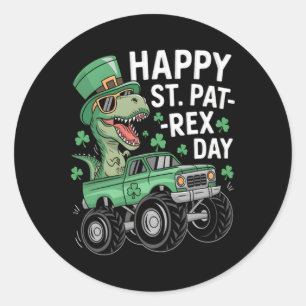 Sticker Rond Joyeuse St Pat-rex Patricks Day Dinosaure Monstre 