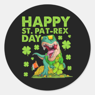 Sticker Rond Joyeuse St Pat T-rex Day Dinosaure St Patricks Day