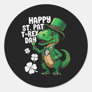Sticker Rond Joyeuse St Pat T-rex Day St Patricks Day Dinosaure