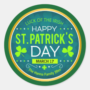 Sticker Rond Joyeuse St. Patrick, "Chance des Irlandais"